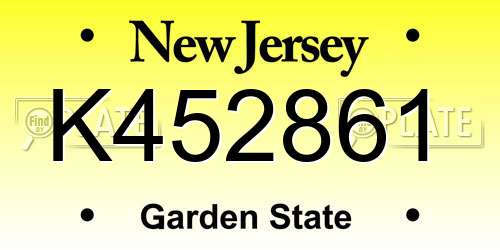 K452861 New Jersey License Plate