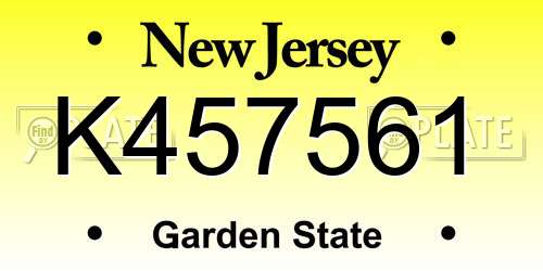 K457561 New Jersey License Plate