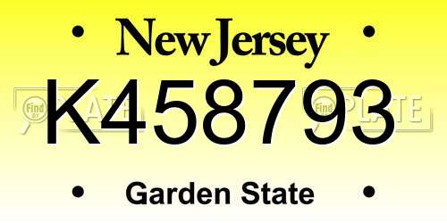 K458793 New Jersey License Plate
