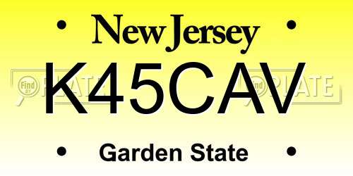 K45CAV New Jersey License Plate
