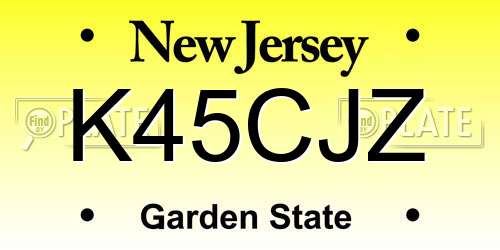 K45CJZ New Jersey License Plate