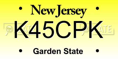 K45CPK New Jersey License Plate