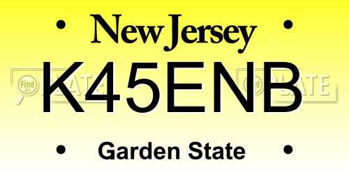 K45ENB New Jersey License Plate
