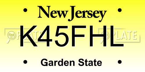 K45FHL New Jersey License Plate