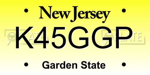 K45GGP New Jersey License Plate