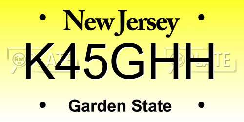 K45GHH New Jersey License Plate