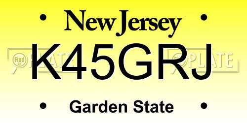 K45GRJ New Jersey License Plate