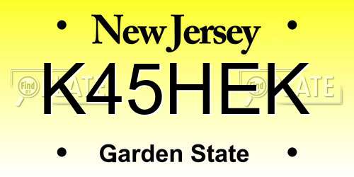 K45HEK New Jersey License Plate