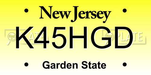 K45HGD New Jersey License Plate