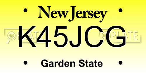 K45JCG New Jersey License Plate