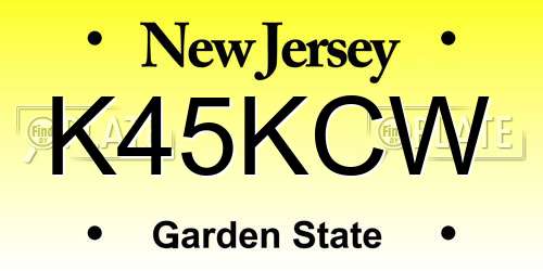 K45KCW New Jersey License Plate