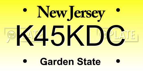 K45KDC New Jersey License Plate