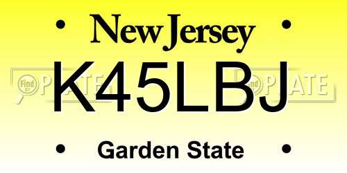 K45LBJ New Jersey License Plate
