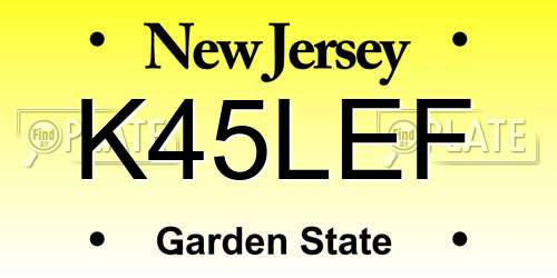 K45LEF New Jersey License Plate