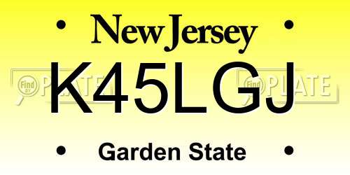 K45LGJ New Jersey License Plate