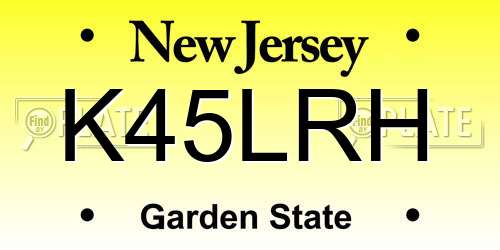 K45LRH New Jersey License Plate