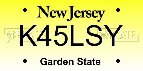 K45LSY New Jersey License Plate