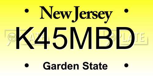 K45MBD New Jersey License Plate