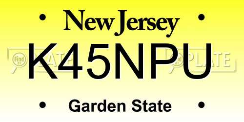 K45NPU New Jersey License Plate