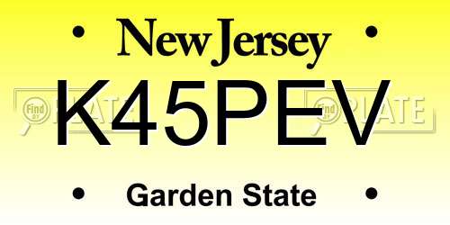 K45PEV New Jersey License Plate