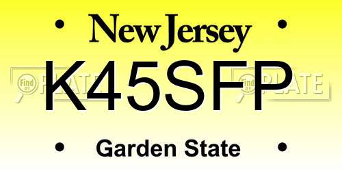 K45SFP New Jersey License Plate