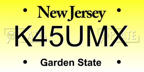 K45UMX New Jersey License Plate