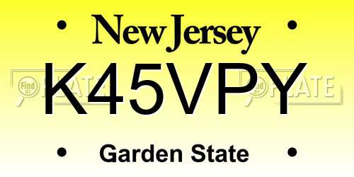 K45VPY New Jersey License Plate