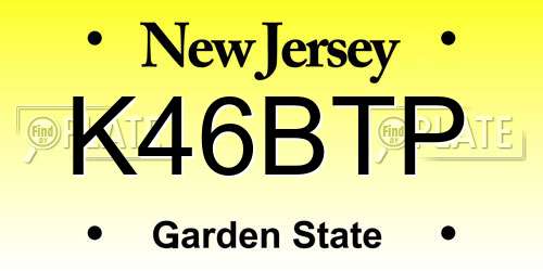 K46BTP New Jersey License Plate