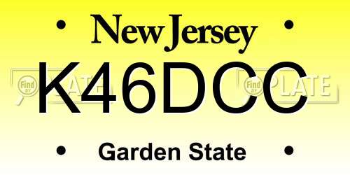 K46DCC New Jersey License Plate
