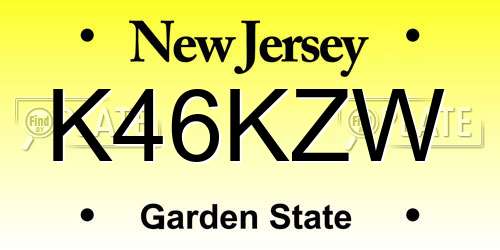 K46KZW New Jersey License Plate