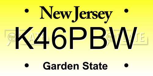 K46PBW New Jersey License Plate