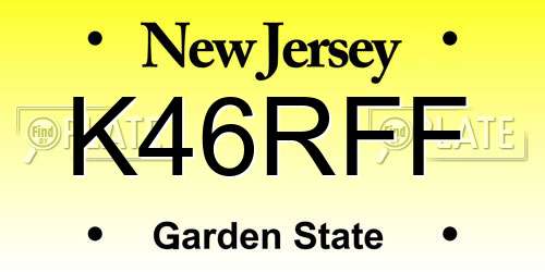 K46RFF New Jersey License Plate