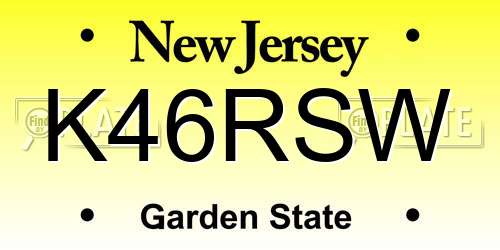 K46RSW New Jersey License Plate
