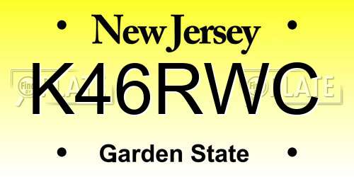 K46RWC New Jersey License Plate