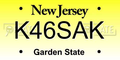 K46SAK New Jersey License Plate