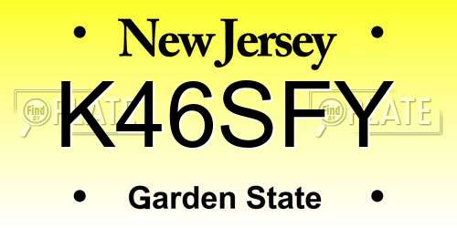K46SFY New Jersey License Plate