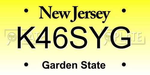 K46SYG New Jersey License Plate
