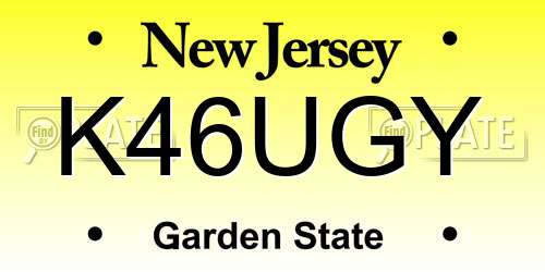 K46UGY New Jersey License Plate
