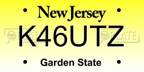 K46UTZ New Jersey License Plate