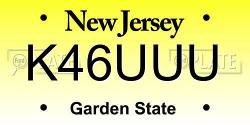 K46UUU New Jersey License Plate
