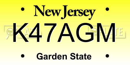 K47AGM New Jersey License Plate