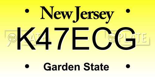 K47ECG New Jersey License Plate
