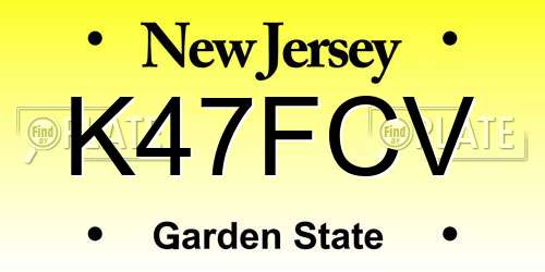 K47FCV New Jersey License Plate