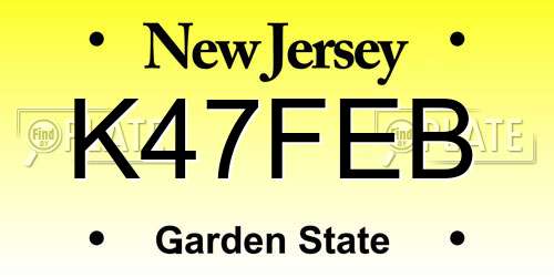 K47FEB New Jersey License Plate