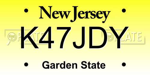 K47JDY New Jersey License Plate