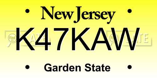 K47KAW New Jersey License Plate