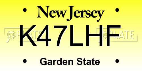 K47LHF New Jersey License Plate