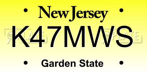 K47MWS New Jersey License Plate