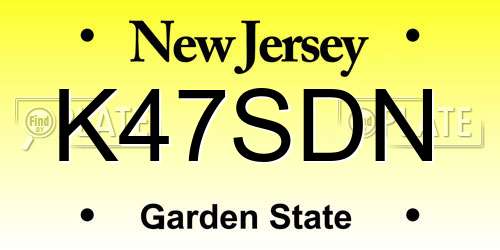 K47SDN New Jersey License Plate