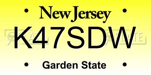K47SDW New Jersey License Plate